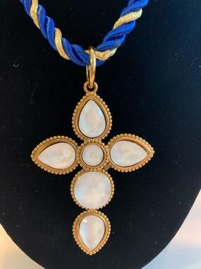 Gold-Tone Mother-of-Pearl Cross Pendant Necklace -